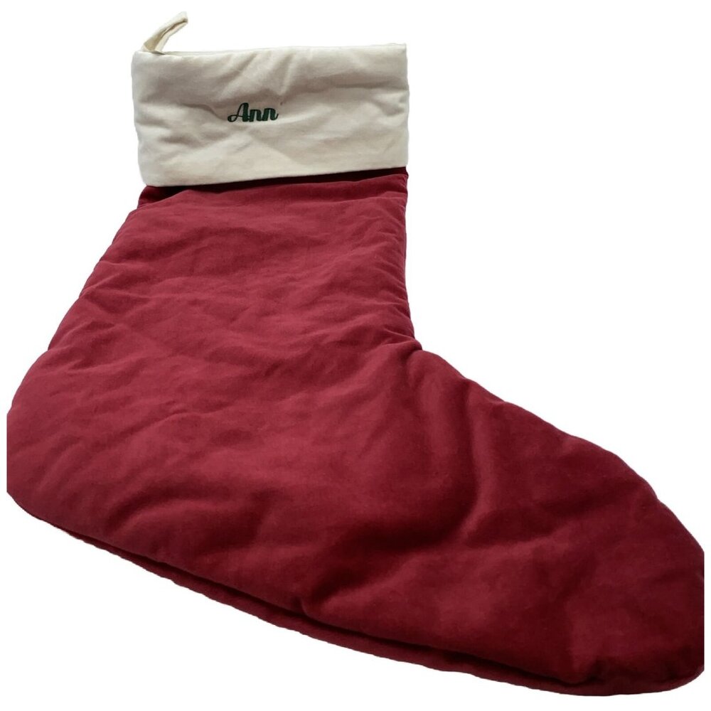 Pottery Barn Ann Velvet Stocking Christmas Holiday Xmas Red Large 24 Inch